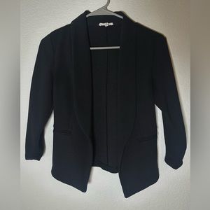 Black 3/4 Cinched Sleeve Open Blazer